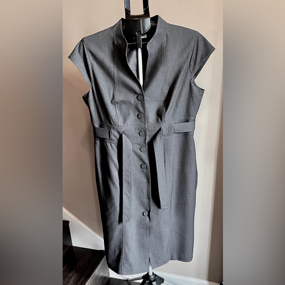Calvin Klein Gray Button-Down Dress